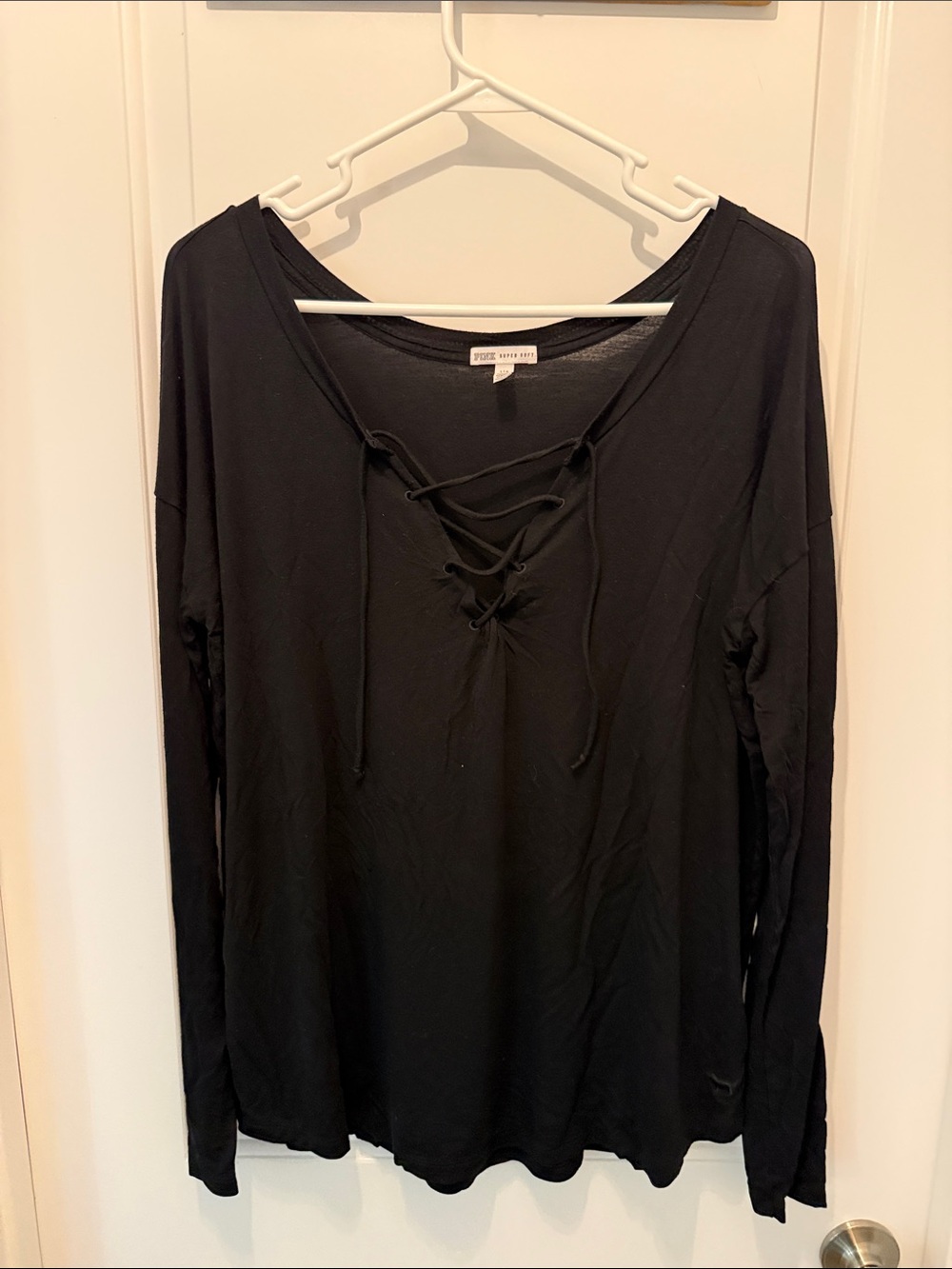 🥳 5 for $25 BUNDLE Black Lace-Up V-Neck Long Sleeve Top